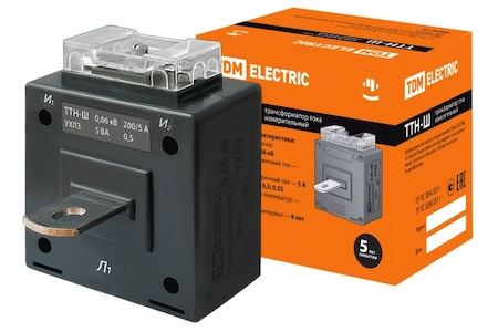 TDM ELECTRIC SQ1101-0016 Трансформатор тока измерительный с шиной ТТН-Ш 200/5- 5VA/0,5 TDM